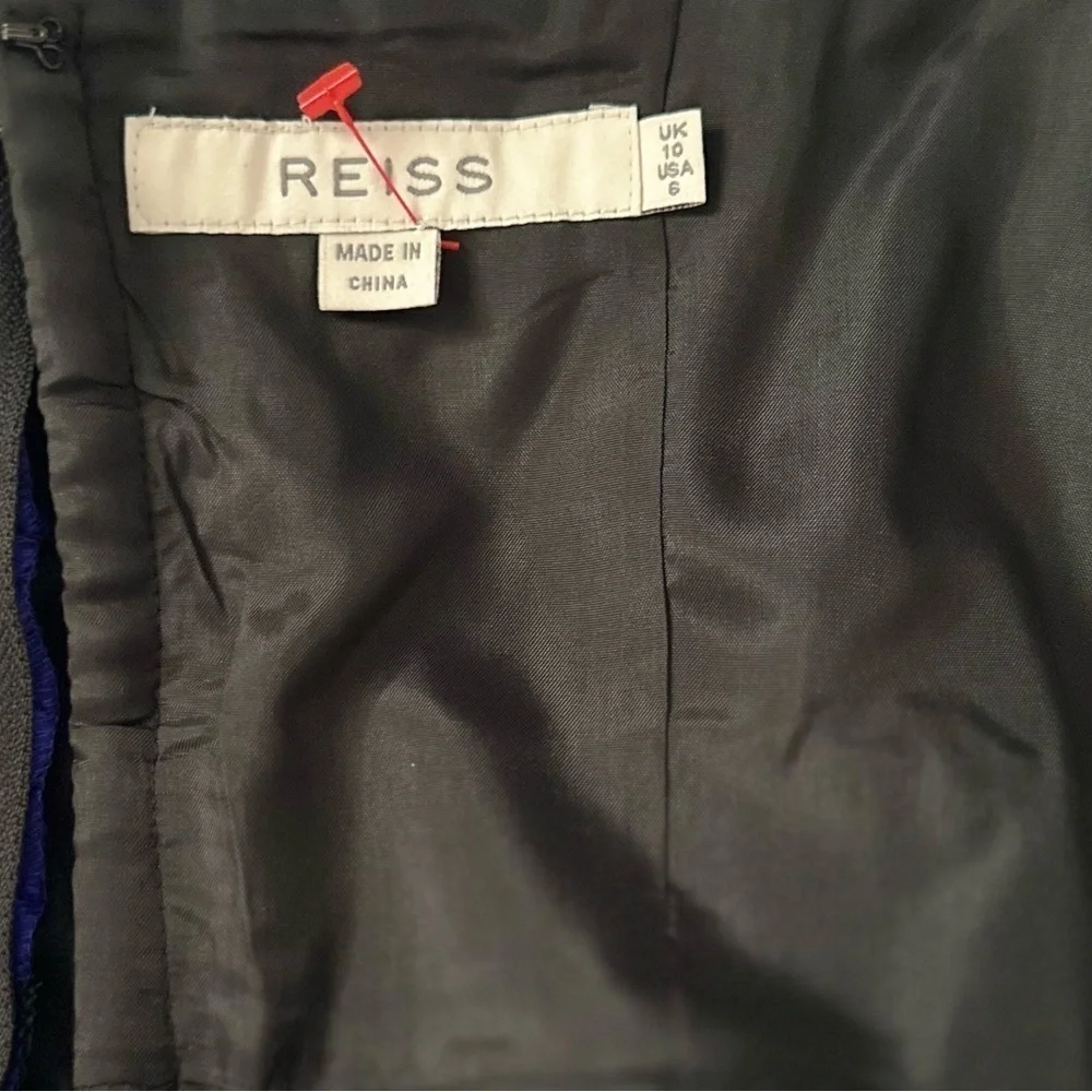 Reiss silk & cotton strapless purple black mini dress, size 6